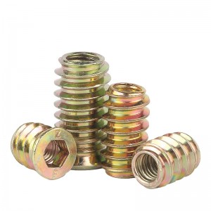 High Strength Grade 4 8 10 12 Steel Color Yellow Zinc Plated Insert Nuts