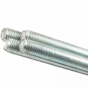 Varilla de rosca completa DIN976 de acero al carbono con tornillo de avance de zinc blanco azul galvanizado