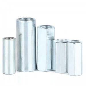 Kekuatan Tinggi Gred 4 8 10 12 Keluli Galvanized Blue White Zinc Plated DIN6334 Long Hex Coupling Nuts