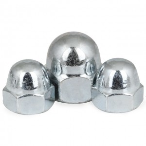 Categoria de grande resistência 4 8 10 12 porcas de tampão DIN1587 chapeadas zinco branco azul galvanizado aço