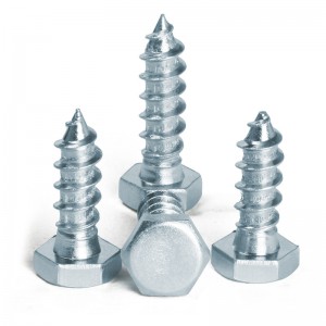 Tornillo hexagonal exterior galvanizado DIN571 Tornillo para madera con cabeza avellanada y diente completo