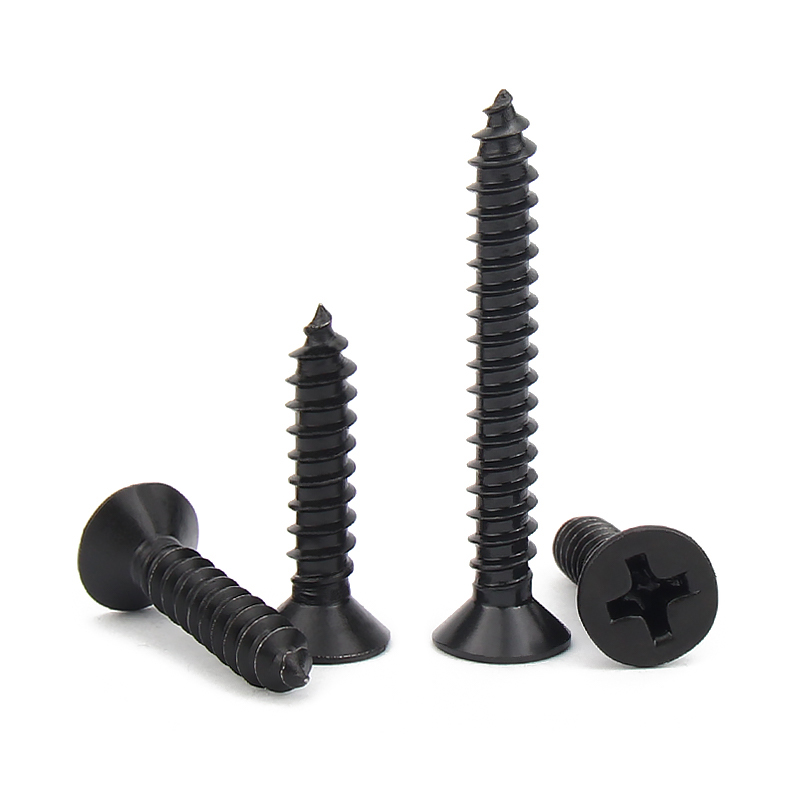 Black Phosphate Oxide Steel Countersunk CSK Flat Head Skru mengetuk sendiri