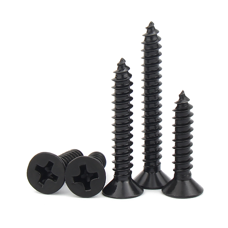 Black Phosphate Oxide Steel Countersunk CSK Flat Head Skru mengetuk sendiri