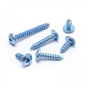 High strength half round head self-tapping screw Cross blue white zinc pan head screw