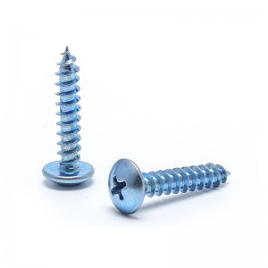 High strength half round head self-tapping screw Cross blue white zinc pan head screw