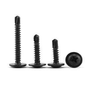 Black cross large flat head drill tail screw DIN7504 Round head self-drilling screw with gasket