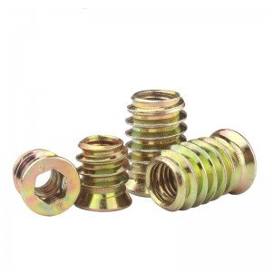 High Strength Grade 4 8 10 12 Steel Color Yellow Zinc Plated Insert Nuts