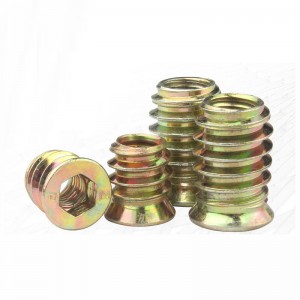 High Strength Grade 4 8 10 12 Steel Color Yellow Zinc Plated Insert Nuts
