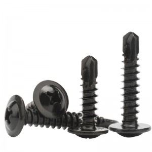 Black cross large flat head drill tail screw DIN7504 Round head self-drilling screw with gasket
