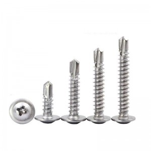 Galvanized round head cross recessed tapping screws Self drilling tail screw with gasket