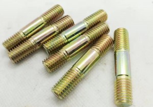 Kekuatan tinggi Warna Kuning Zink bolt keluli karbon Hot dip galvanized stud bolt