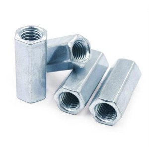 A categoria de grande resistência 4 8 10 12 aço galvanizado branco azul zincado DIN6334 longo encanta as porcas de acoplamento