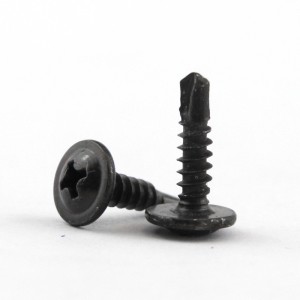 Black cross large flat head drill tail screw DIN7504 Round head self-drilling screw with gasket