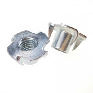 Galvanized Zinc Plated Female Wood T Tee Four Claw Nut 4 Prong Tee Nuts