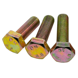 Gred 4.8 Keluli Karbon DIN931 DIN933 Warna Kuning Zink Bersalut Bolt Hex