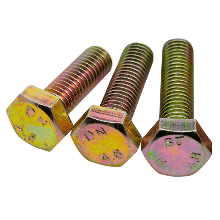 Grade 4.8 Carbon Steel DIN931 DIN933 Color Yellow Zinc Plated Hex Bolts (2)