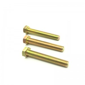 Gred 4.8 Keluli Karbon DIN931 DIN933 Warna Kuning Zink Bersalut Bolt Hex