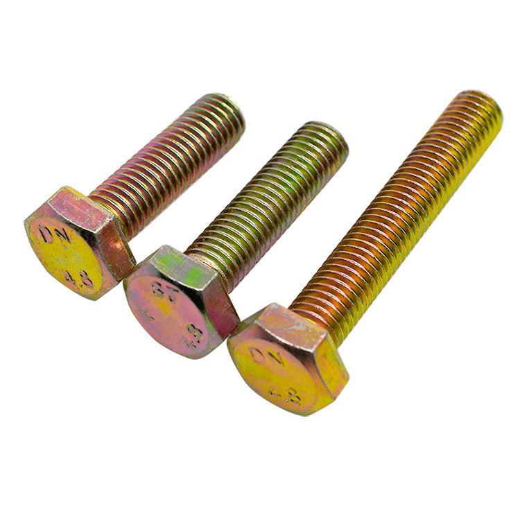 Grade 4.8 Carbon Steel DIN931 DIN933 Color Yellow Zinc Plated Hex Bolts (3)