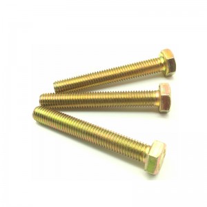 Gred 4.8 Keluli Karbon DIN931 DIN933 Warna Kuning Zink Bersalut Bolt Hex