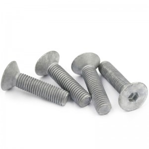 High Strength Grade 4.8 8.8 10.9 12.9 Hot Dip Galvanized HDG DIN7991 CSK Flat Head Hex Socket Bolts