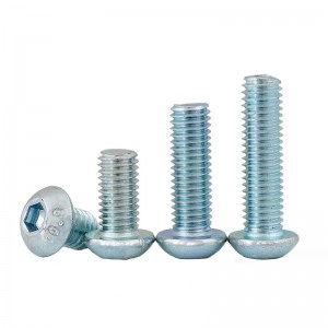 High Strengh Grade 4.8 8.8 10.9 12.9 Galvanized Blue White Zinc Plated ISO7380 Button Head Hex Socket Bolts