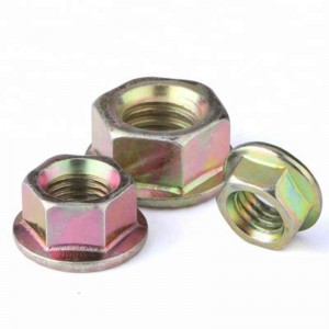 ความแข็งแรงสูงเกรด 4 8 10 12 เหล็กสีเหลืองชุบสังกะสี DIN6923 Hex Flange Nuts