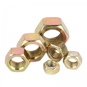 High Strength Grade 4 8 10 12 Steel Color Yellow Zinc Plated DIN934 Hex Nuts
