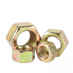 เกรดความแข็งแรงสูง 4 8 10 12 สีเหล็กสีเหลืองชุบสังกะสี DIN934 Hex Nuts