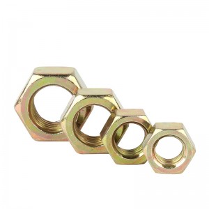 High Strength Grade 4 8 10 12 Steel Color Yellow Zinc Plated DIN934 Hex Nuts