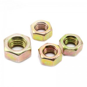 High Strength Grade 4 8 10 12 Steel Color Yellow Zinc Plated DIN934 Hex Nuts