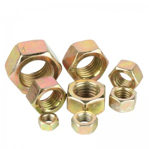 High Strength Grade 4 8 10 12 Steel Color Yellow Zinc Plated DIN934 Hex Nuts