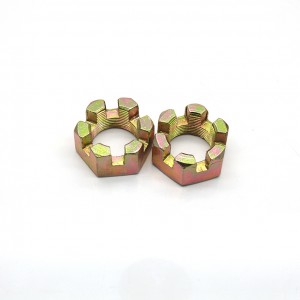 High Strength Grade 4 8 10 12 Steel Color Yellow Zinc Plated DIN935 Castle Nuts