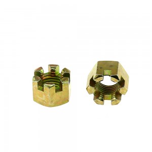 High Strength Grade 4 8 10 12 Steel Color Yellow Zinc Plated DIN935 Castle Nuts
