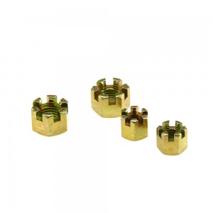 High Strength Grade 4 8 10 12 Steel Color Yellow Zinc Plated DIN935 Castle Nuts