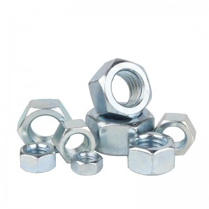 High Strength Grade 4 8 10 12 Steel Galvanized Blue White Zinc Plated DIN934 Hex Nuts