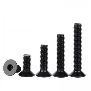 דרגת חוזק גבוה 4.8 8.8 10.9 12.9 Black Oxide DIN7991 CSK ברגי שקע משושה עם ראש שטוח