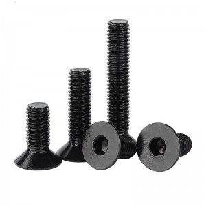 דרגת חוזק גבוה 4.8 8.8 10.9 12.9 Black Oxide DIN7991 CSK ברגי שקע משושה עם ראש שטוח