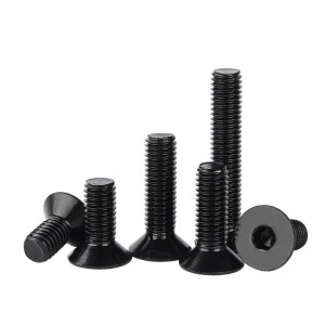 דרגת חוזק גבוה 4.8 8.8 10.9 12.9 Black Oxide DIN7991 CSK ברגי שקע משושה עם ראש שטוח