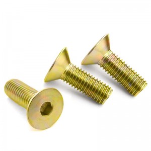 High Strength Grade 4.8 8.8 10.9 12.9 Yellow Zinc Plated DIN7991 CSK Flat Head Hex Socket Bolts