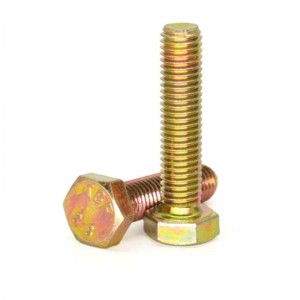 Kekuatan Tinggi Gred 8.8 10.9 12.9 Keluli DIN931 DIN933 Bolt Hex Bersalut Zink Kuning