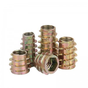 High Strength Grade 4 8 10 12 Steel Color Yellow Zinc Plated Insert Nuts