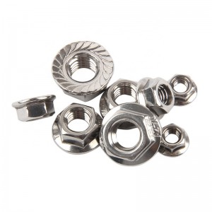 Vlekvrye staal A2-70 A4-80 SS201 SS304 SS316 DIN6923 HEX-flensmoere
