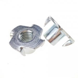Galvanized Zinc Plated Female Wood T Tee Four Claw Nut 4 Prong Tee Nuts