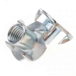 Galvanized Zinc Plated Female Wood T Tee Four Claw Nut 4 Prong Tee Nuts