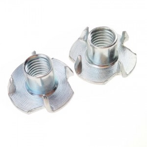 Galvanized Zinc Plated Female Wood T Tee Four Claw Nut 4 Prong Tee Nuts