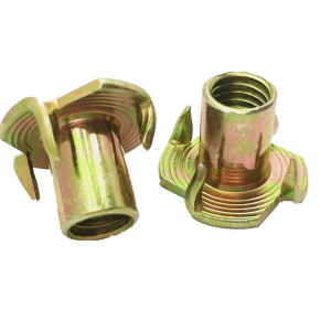 DIN1624 Color Yellow Zinc Plated Female Wood T Tee Four Claw Nut 4 Prong Tee Nuts